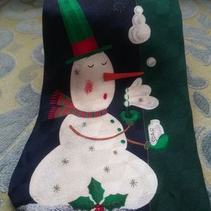 Vintage Men's Christmas Silk Necktie Hallmark Snowman Collectible 60"